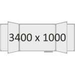 Доска школьная пятиэлементная магнитная (маркер), 3400х1000 мм. полимер