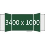 Доска школьная пятиэлементная магнитная (мел+маркер), 3400х1000 мм. полимер