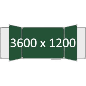 Доска школьная пятиэлементная магнитная (мел+маркер), 3600х1200 мм. полимер