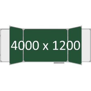 Доска школьная пятиэлементная магнитная (мел+маркер), 4000х1200 мм. полимер