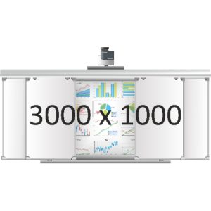 Доска раздвижная рельсовая (маркер), 3000х1000 мм. с нишей для интерактивной доски 1500х1000х90 мм.