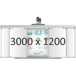 Доска раздвижная рельсовая (маркер), 3000х1200 мм. с нишей для интерактивной доски 1500х1200х90 мм.