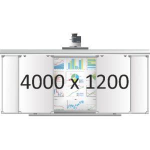 Доска раздвижная рельсовая (маркер), 4000х1200 мм. с нишей для интерактивной доски 2000х1200х90 мм.