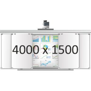 Доска раздвижная рельсовая (маркер), 4000х1500 мм. с нишей для интерактивной доски 2000х1500х90 мм.