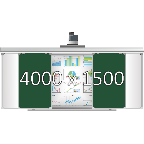 Доска раздвижная рельсовая (мел в центре+маркер по бокам), 4000х1500 мм. с нишей для интерактивной доски 2000х1500х90 мм. Доска раздвижная рельсовая (мел в центре+маркер по бокам), 4000х1500 мм. с нишей для интерактивной доски 2000х1500х90 мм.