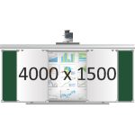 Доска раздвижная рельсовая (маркер в центре+мел по бокам), 4000х1500 мм. с нишей для интерактивной доски 2000х1500х90 мм.