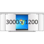 Доска раздвижная рельсовая (маркер), 3000х1200 мм. с нишей для интерактивной панели 1500х1200х150 мм.