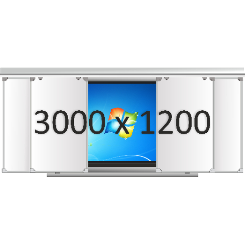 Доска раздвижная рельсовая (маркер), 3000х1200 мм. с нишей для интерактивной панели 1500х1200х150 мм. Доска раздвижная рельсовая (маркер), 3000х1200 мм. с нишей для интерактивной панели 1500х1200х150 мм.