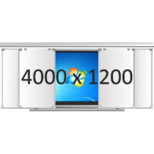 Доска раздвижная рельсовая (маркер), 4000х1200 мм. с нишей для интерактивной панели 2000х1200х150 мм.