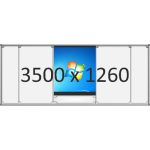 Доска раздвижная рельсовая (маркер), 3500х1260 мм. с нишей для интерактивной панели 1820х1070х160 мм.