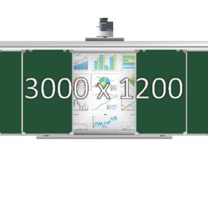 Доска раздвижная рельсовая (мел), 3000х1200 мм. с нишей для интерактивной доски 1500х1200х90 мм.